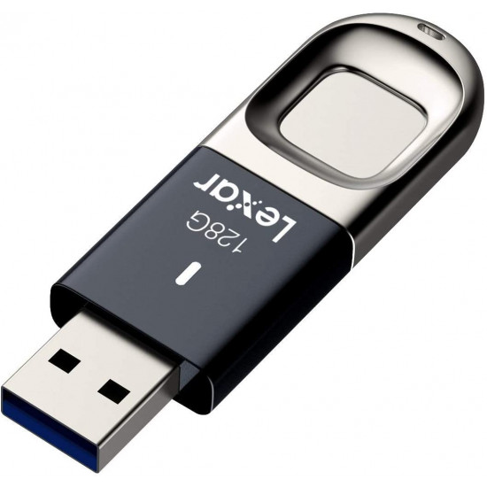         Lexar LJDF35-128BNL Jumpdrive Fingerprint F35 128 GB USB 3.0 Flash Drive, Black/Silver       